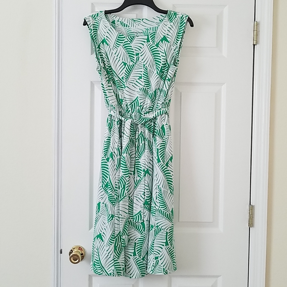 Belted Palm Midi Dress